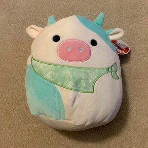NWT 11" green paisley easter spring bandana Belana teal + white cow squishmallow